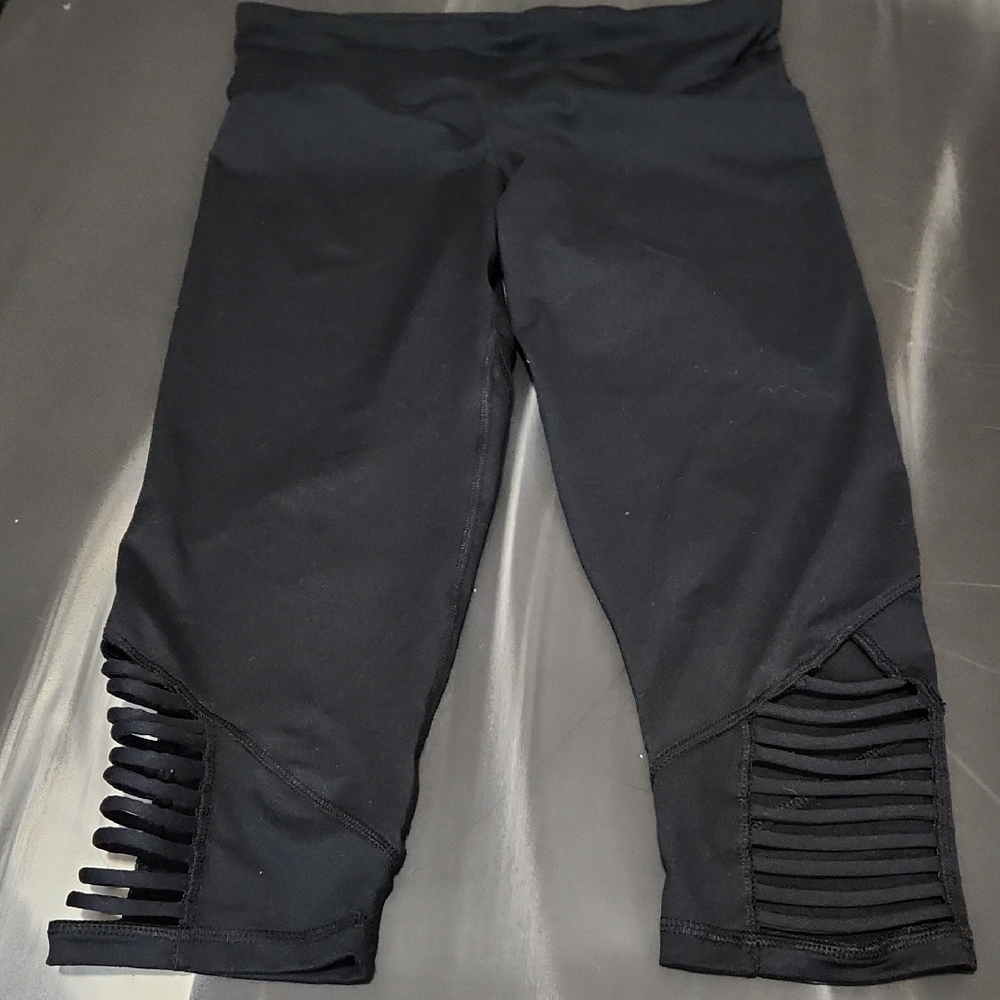 Champion Black Capri Leggings with Ladder Hem Detail